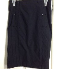 BEBE Size 6 Black Pencil Midi Skirt Lined Stretch Bling Stones Bodycon Stretch