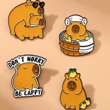 Capybara Enamel Pin Cute Cartoon Animal Badge for Bags Jackets Couples Gift