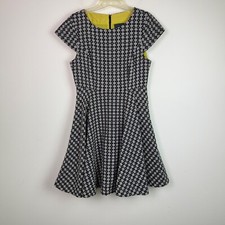 Maeve Anthropologie Women's Black Geometric Print Dress Fit & Flare Size 6