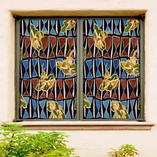 3D Brown Art O2015 Window Film Print Sticker Cling Stained Glass UV Block Fa