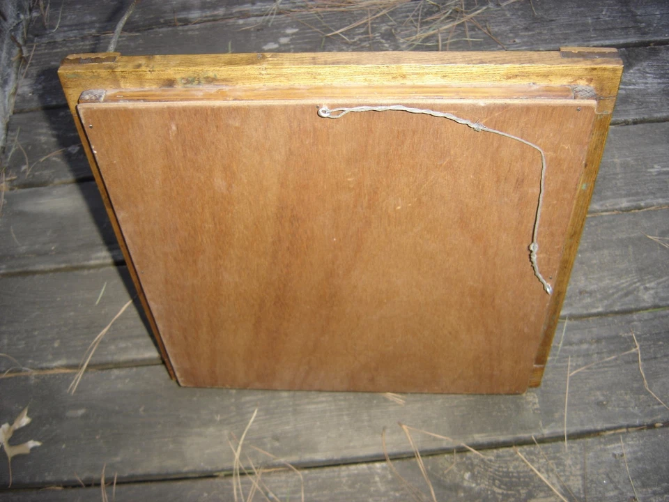 Antique Oak Diamond Shaped Beveled Mirror with 3 Coat Hooks                #9047 - Image 3 of 4