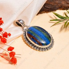 Rainbow Calsilica Gemstone Pendant Pure 925 Sterling Silver Pendant For Wife