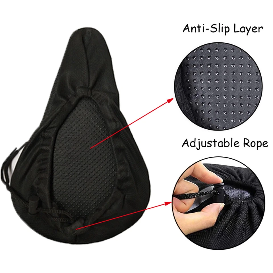 Bike Seat Cover Gel Comfort Cushion Cover Soft Padded Mountain Cycling Saddle - Image 3 of 4