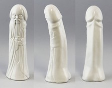 9944236 Figurines en Porcelaine Blanc Phallus / Moine Kämmer H25cm