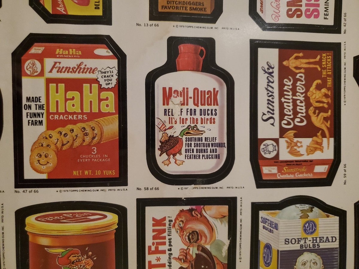 Vtg 1979 Wacky Packages Topps Chewing Gum Uncut Sheet 66 Stickers