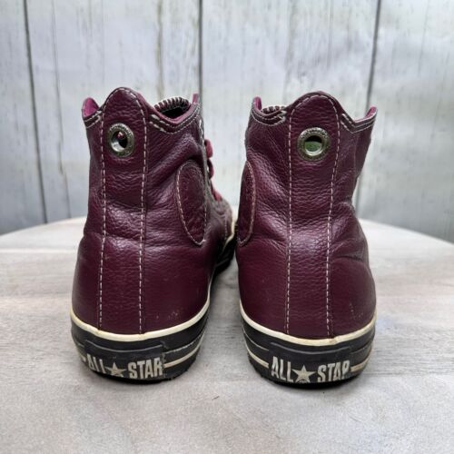 Converse All Star Maroon Red Leather High Tops Mens Size 6 Womens Size 8 Sneaker - Picture 6 of 13
