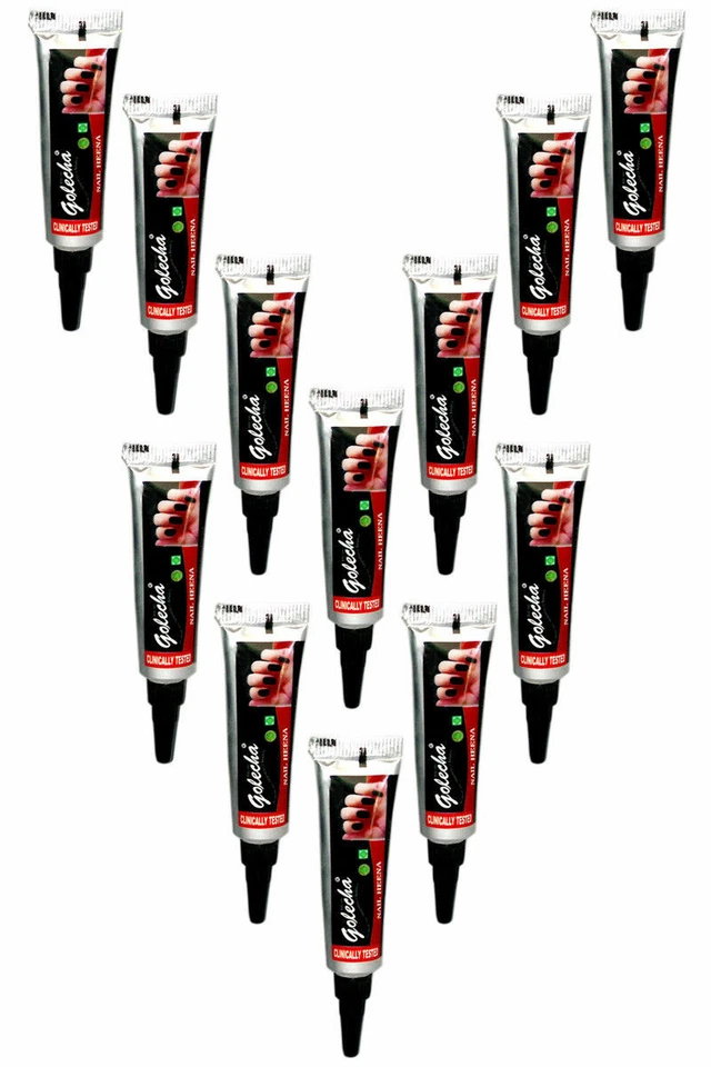 Tubos pequeños de henna para uñas Golecha para arte en uñas - negro - 12 tubos Foto 2 de 4