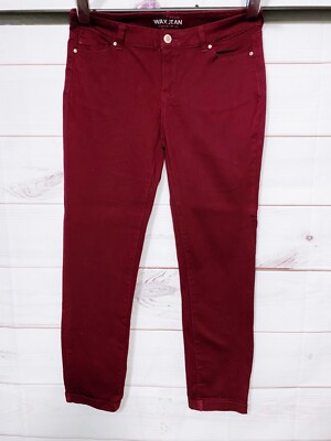 Basic Wear Womens Wax Jean Size 13 Burgundy Mid-Rise Cuffed 5 Pockets