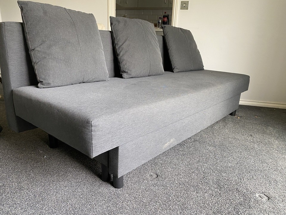 IKEA Asarum 3seat sofabed, Knisa dark grey Cost £450 New eBay