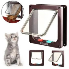 Dog Cat Flap Door with 4 Way Lock Pet Gate Security For Animals Plastic Small