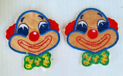 Lot of 2 x Cloth Patch Motif Applique - Smiling Clown | eBay Australia