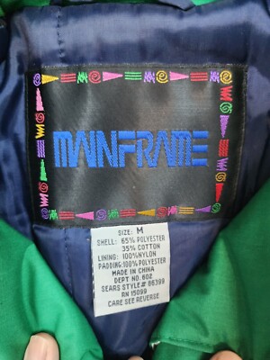 Vintage 90s Mainframe Aztec Full Zip Snow Ski Coat Jacket Sz M