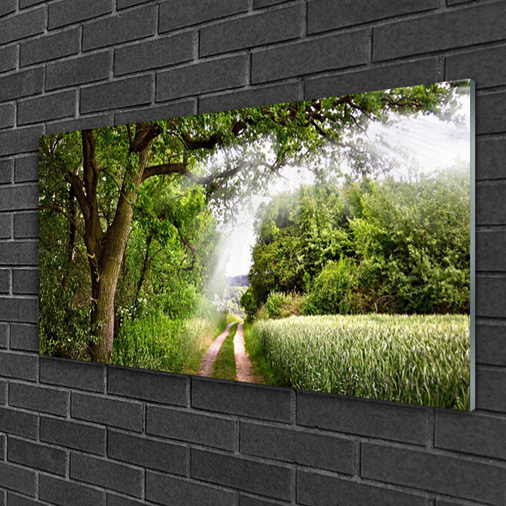Tableau sur verre panoramique 100x50 cm impression paysage arbres