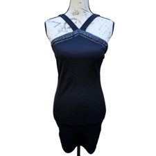 Forever 21 -736 Women's Black Chain Halter Bodycon Sleeveless Dress Size M