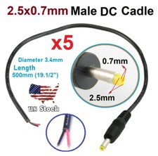 5x DC Power Plug cable 2.5x0.7mm Male 50cm 24AWG Led light /Camera output cable