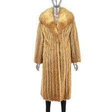 Mink Coat With Red Fox Collar- Size Xs