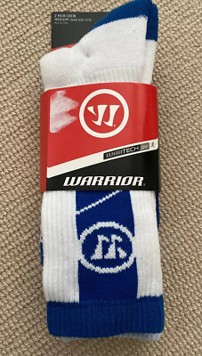 Warrior Game Day Wartech QW Socks Size Medium 7.5-9 Royal/White NEW 2 pair