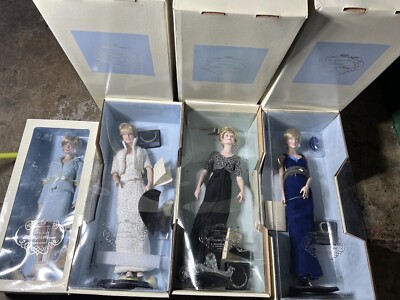Princess Diana Dolls - Set Of 4 - Franklin Mint *NEVER REMOVED