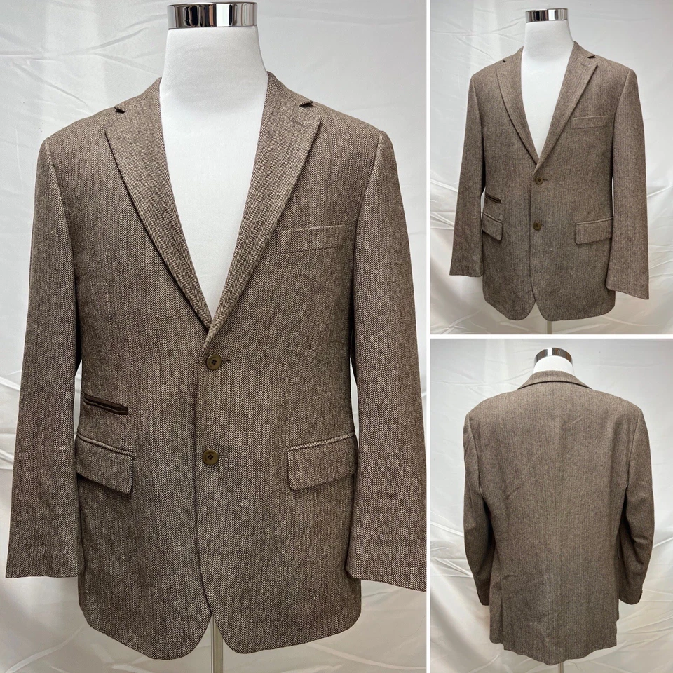 Chaqueta Blazer Para Hombre Mario Zegnoti Marrón Mezcla Lana Espiga EU 52 (US 42R) Foto 3 de 4