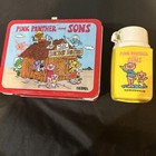 1984 PINK PANTHER AND SONS Metal LUNCHBOX Rare WITH THERMOS Collectors Cartoon — photo 1