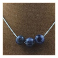 Steine Und Mineralien. Halskette Mit 3 Sodalit Perlen 8 Mm Edelstahlkette