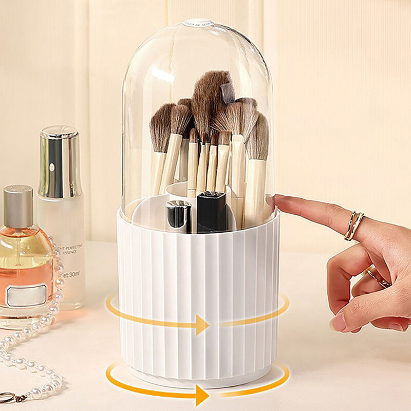 Makeup Brush Holder With Lid 360 Rotating Makeup Brush Holder Organizer