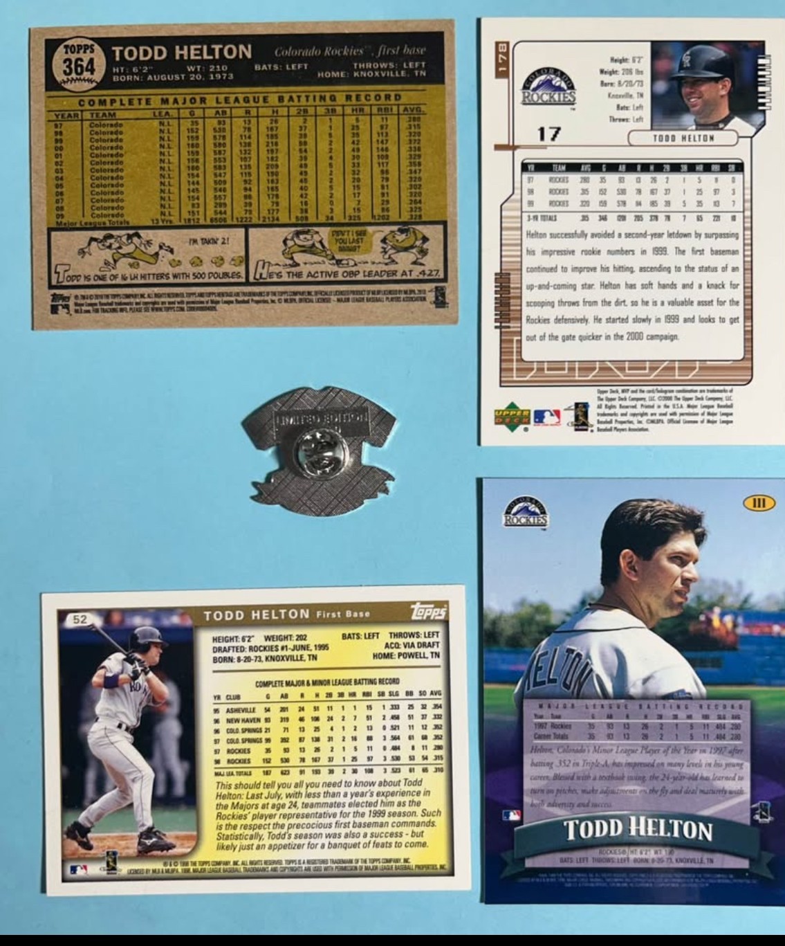 Todd Helton #17 Colorado Rockies 2014 Jersey Retirement Ltd Ed Pin + 4 ...