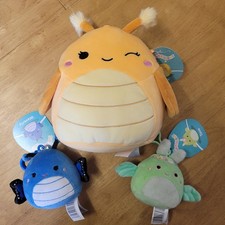 Squishmallows Plush Bundle Grasshopper Greer Clip Waverly Butterfly & Tove Moth