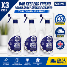 3 x Bar Keepers Friend Power Spray Surface Cleaner 500ml Grease Grime Limescale 7.99 per litre
