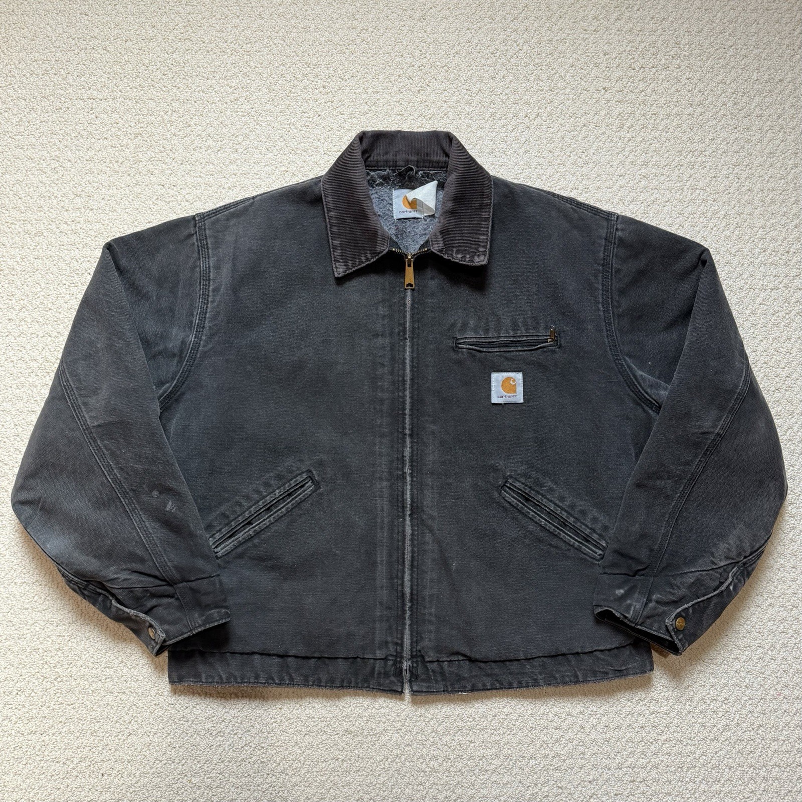 Vintage Carhartt J97 BLK Detroit Jacket Faded Blanket Lined Size 44 Medium J01