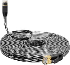 150ft Cat 7 Ethernet Cable Nylon Braided Flat High Speed Shielded LAN Cord