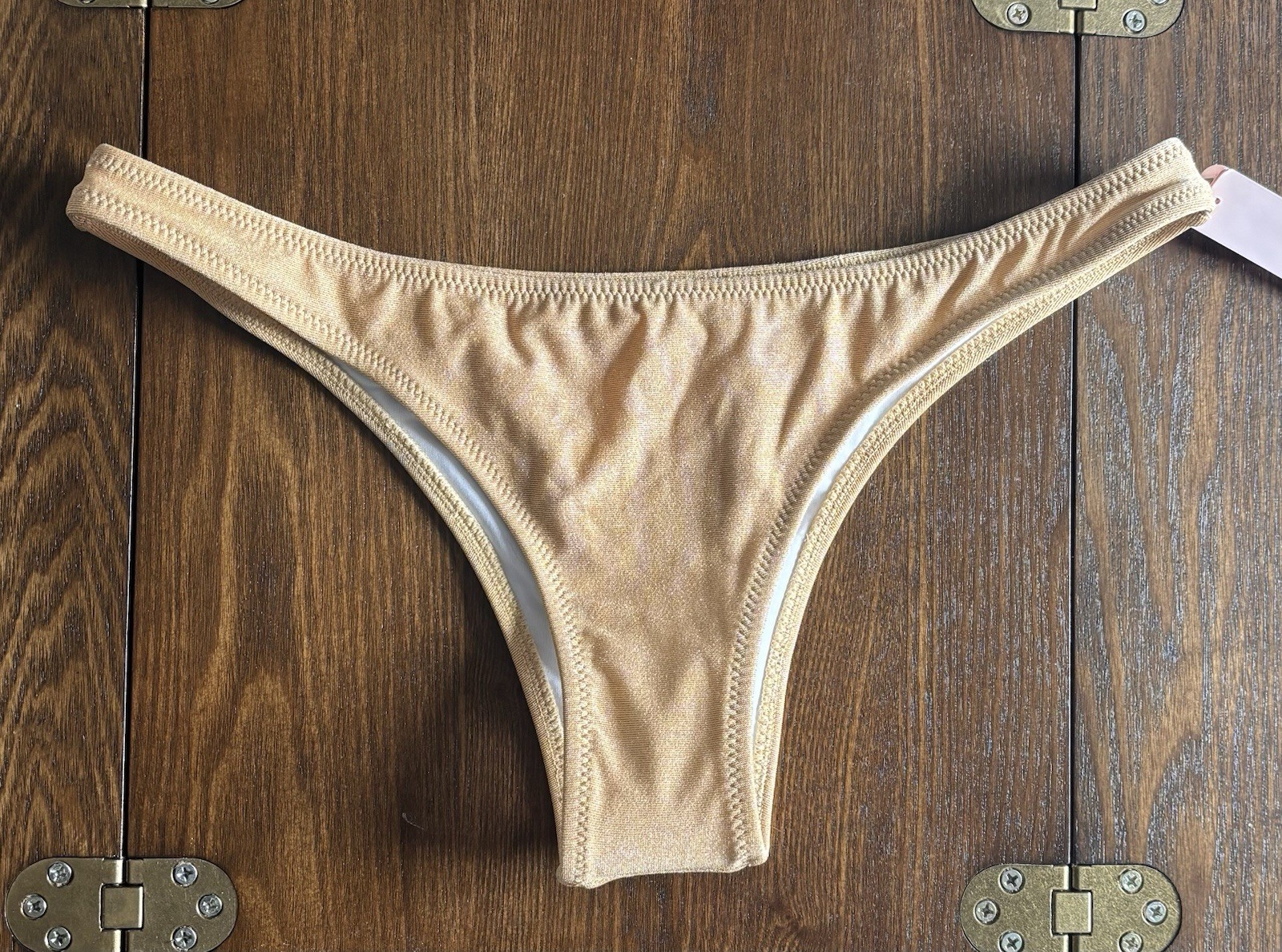 Victoria’s Secret Swim Brazilian Bikini Bottom Cheeky Gold Shimmer New Small