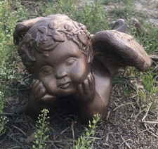 Stampo in fibra di vetro in lattice. Angelo rilassante lungo 13 pollici in cemento o gesso 