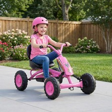 Go Kart for Kid's 4 Wheel Toddler Ride On Pedal Car w/ Steering Handlebars