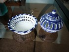 Silvestri Potpourri Incense Porcelain Burner 3 pc candle holder blue white China — photo 3