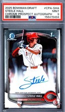 2025 BOWMAN DRAFT #CPA-SHA STEELE HALL  CHROME PROSPECT AUTOGRAPH PSA 9