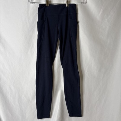 Athleta Girl L 12 Stash Your Treasures Tight Navy Blue Side Pockets Leggings