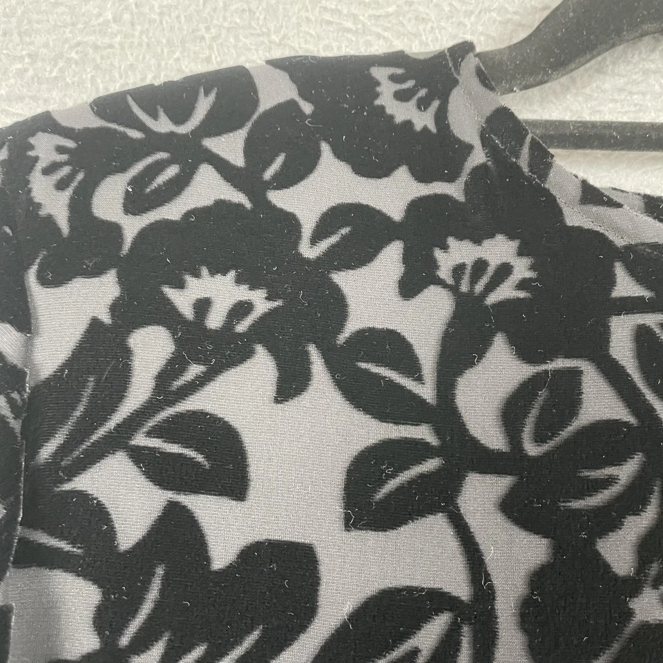 Rena Rowan Blouse Womens 14 Black Gray Floral Silk Blend Burnout Velvet Top - Image 2 of 4