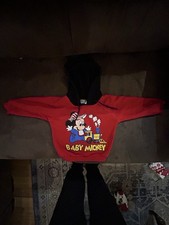 Vintage 1980s Disney Baby Mickey Hooded Sweatshirt w/ Ears Toddler