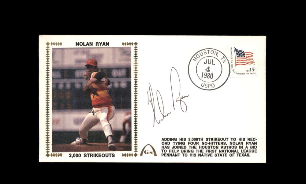 Nolan Ryan PSA DNA Signed 1980 First Day Cover Cache FDC 3K Strikeouts Autograph