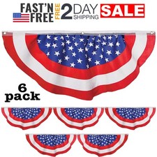 6 American Banner Bunting Flags 3 x 1.5 Ft Patriotic Outdoor 4th of July Decor