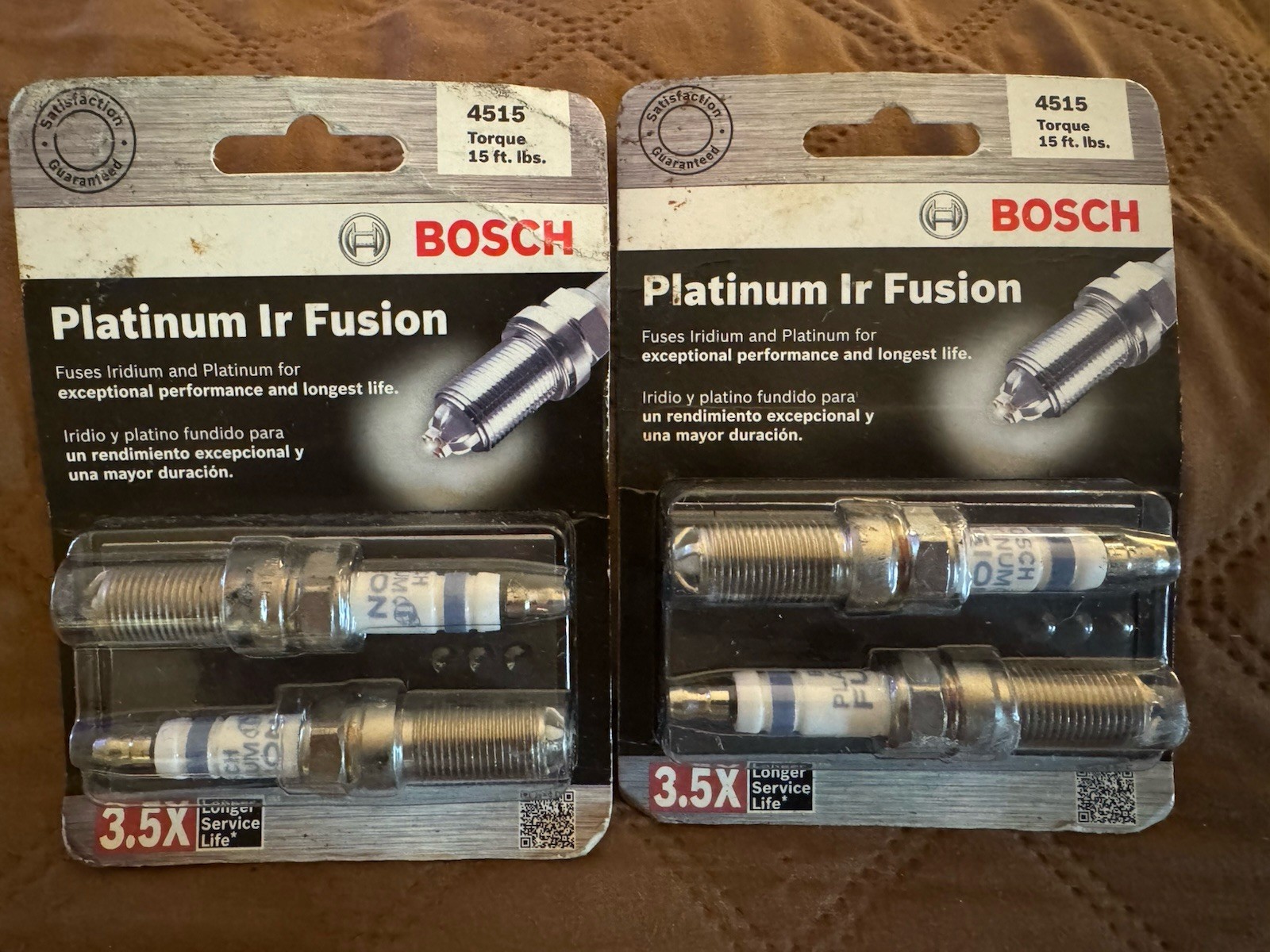 New Bosch 4515 Platinum IR Iridium Fusion 15 ft lbs Torque Spark Plug 4 - Pack