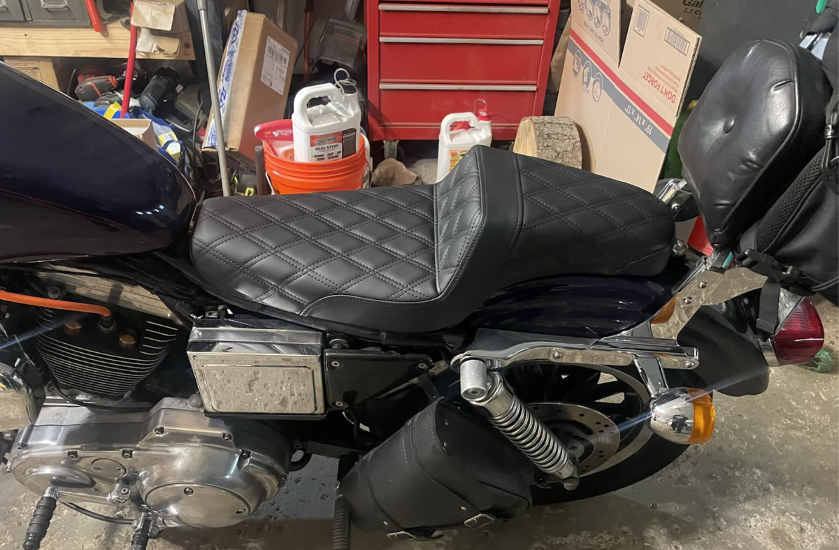 Saddlemen Step Up Lattice Stitch 2-Up Seat 1977-2003 Harley