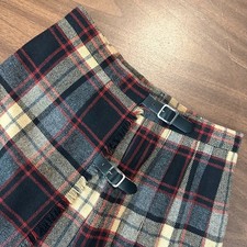 James Pringle Weavers Womens 8 Multi Tartan Plaid Wool Fringe Pleated Wrap Skirt