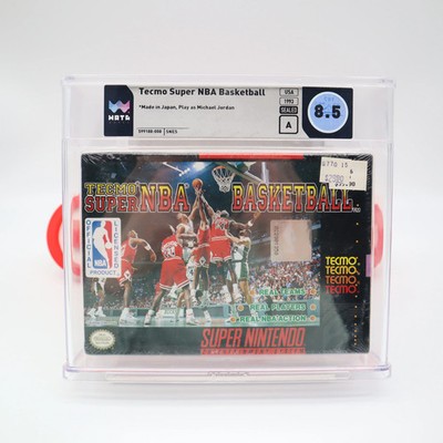 SNES TECMO SUPER NBA BASKETBALL - MICHAEL JORDAN VERSION! WATA GRADED 8.5 A NEW!