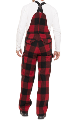 Filson Mackinaw Wool Bib Overall 36 Red Black Buffalo Plaid Made