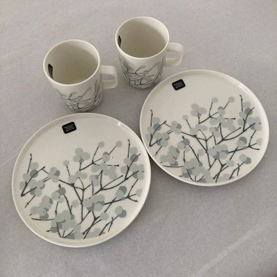 Marimekko / LUMIMARJA Pair Plate & Mug 4-piece Set Limited Edition Reissue NEW
