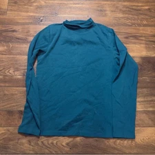 Vintage green  Turtleneck Top – Long Sleeve 90s Basic Layering Shirt