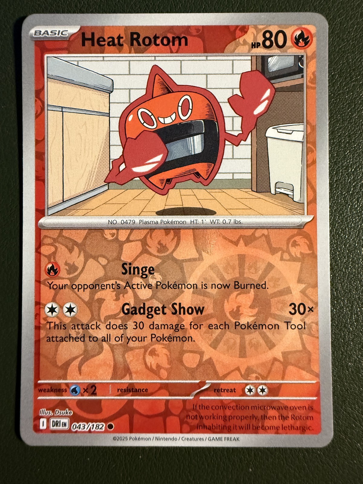 Pokemon TCG Heat Rotom 43/182 Destined Rivals Reverse Holo NM