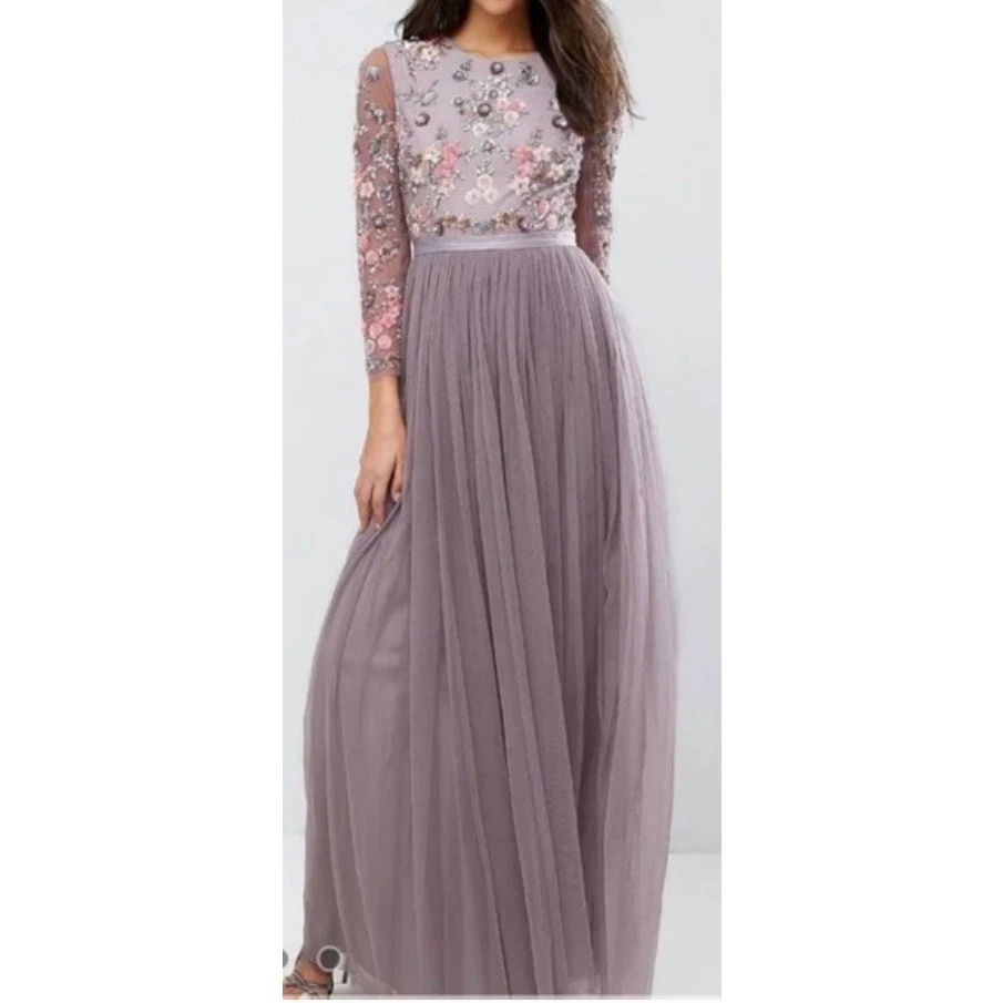 knee length dresses for ladies Celia Long Sleeve Ankle Gown